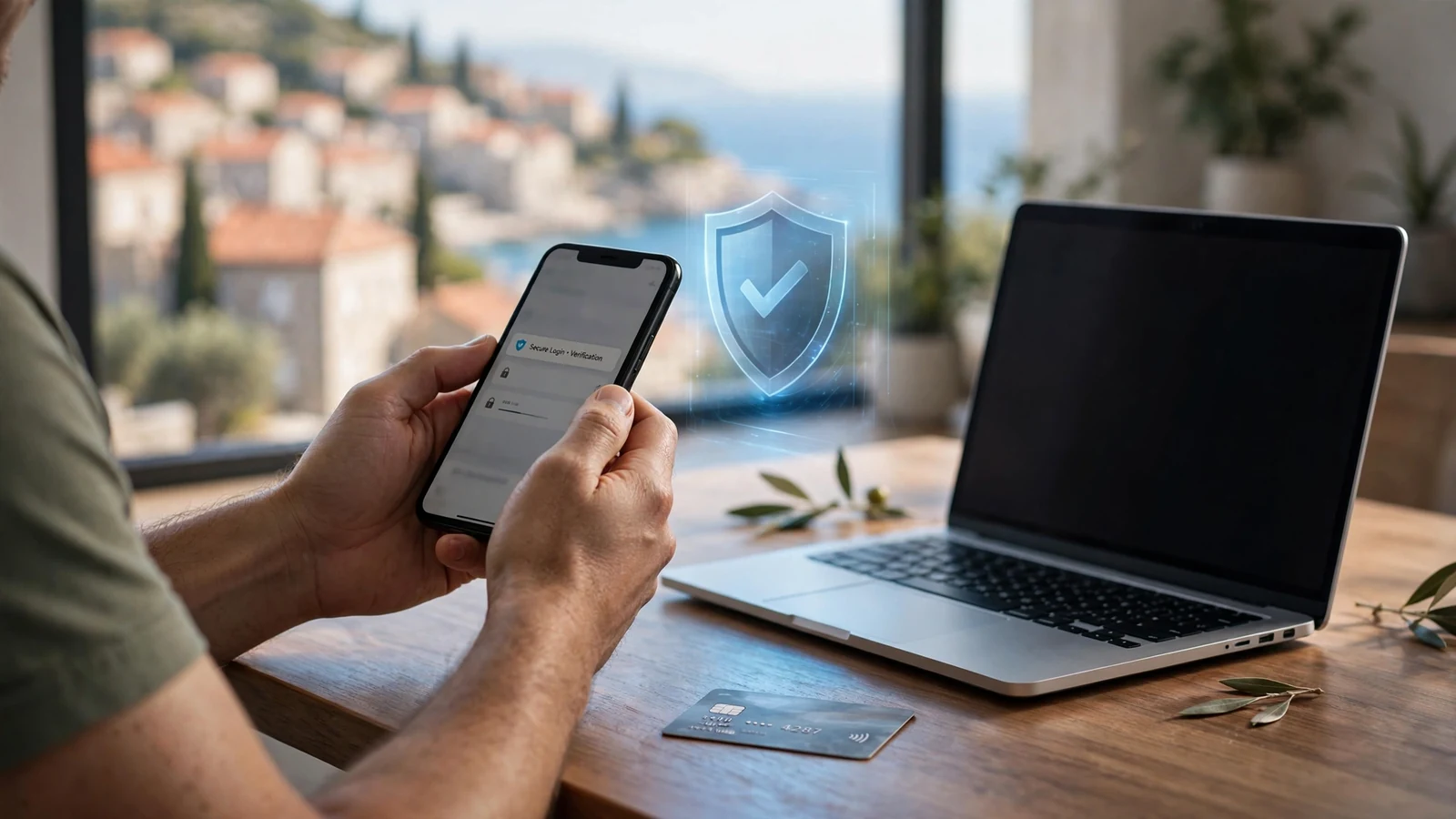 Hrvatski igrač plaća putem Trustlyja na mobilnom uređaju uz laptop