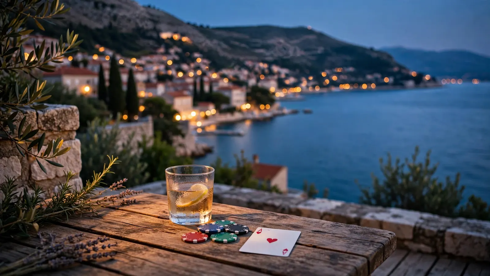 Elegantni casino interijer s ruletom i žetonima na stolu