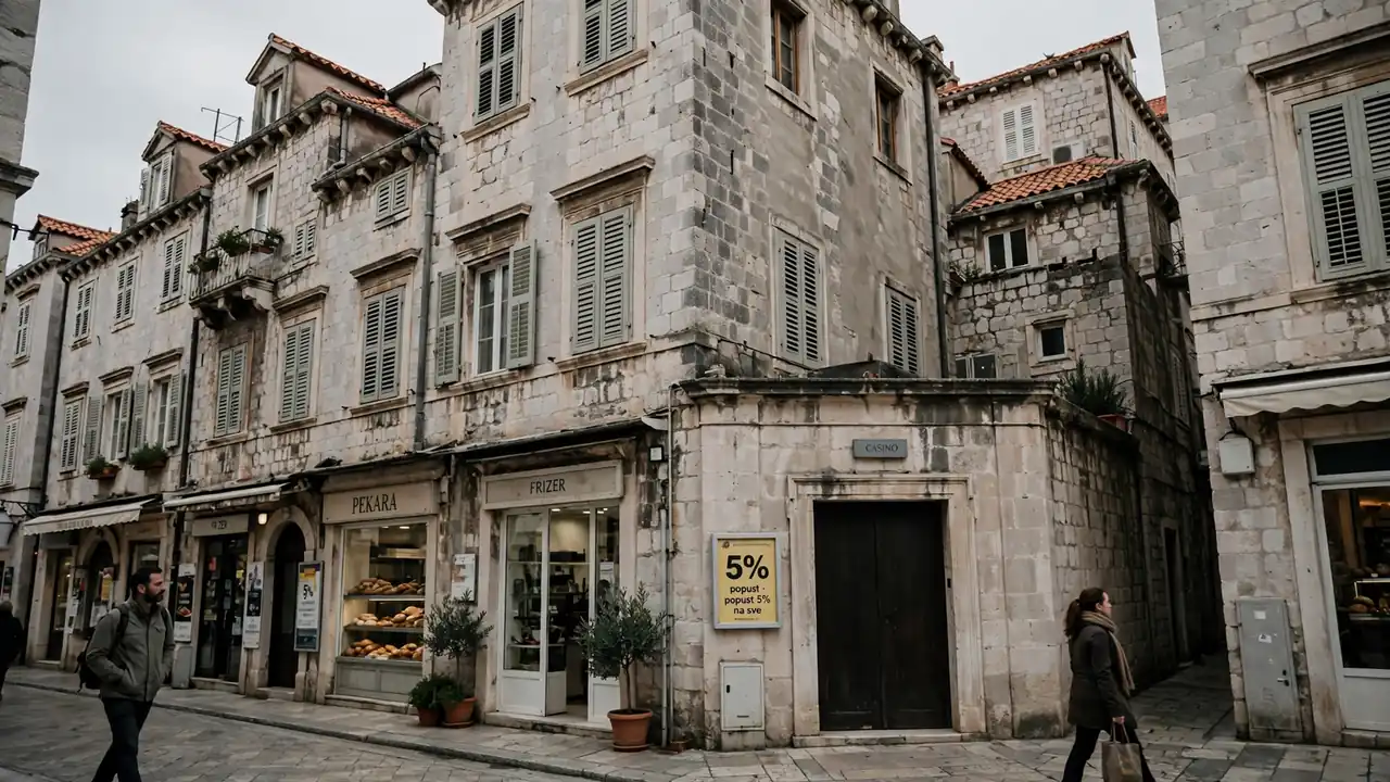 Skromno vanjsko obilježje casina bez svjetlećih natpisa